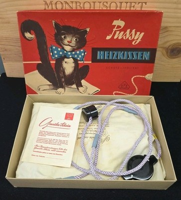 Vintage Pussy Heizkissen DVE 50er Jahre Schutz-Isoliert Pussy-FG Katzenkopf