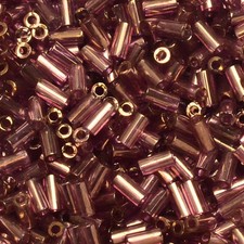Miyuki Bugle Beads Size 1, 3mm x 1.5mm, 19.5 Gram Tube Luster Amethyst
