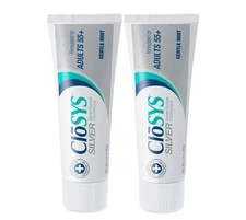 2-Pack CloSYS Silver Fluoride Toothpaste  Adults 55+ 3.4 oz Gentle Mint Exp 9/27
