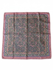 Vintage 100 Silk Paisley Square Scarf Mauve Rose Blue Gold Old Money Chic