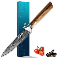 5-Inch Paring Knife - Japanese VG-10 Super Steel 67-Layer Damascus Blade - Fr...