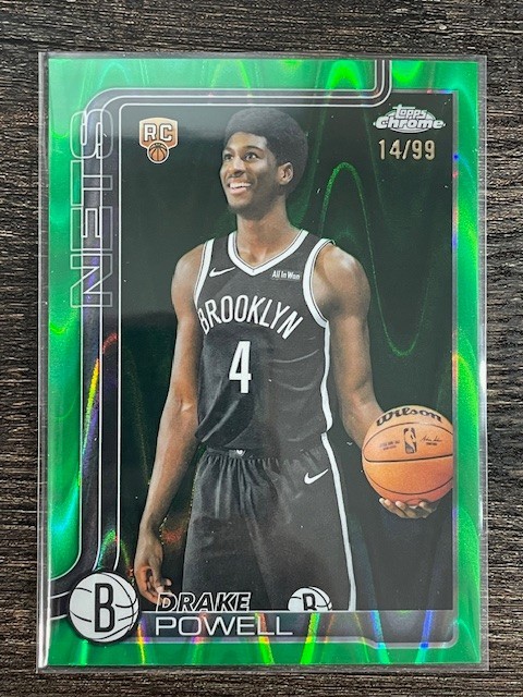 2025-26 NBA Topps Chrome Drake Powell RC#272 Green Raywave /99🔥🔥