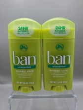 2 Pack Ban Invisible Solid Antiperspirant Deodorant Unscented 2.6oz Exp 05/28
