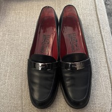 Salvatore Ferragamo Sport Leather Black Women s Loafers D36 US 6.5 Made In Italy