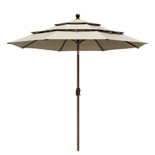 EliteShade USA 9FT 3-Tier Market Patio Umbrella, Non-Fading Acrylic, Antique Bei