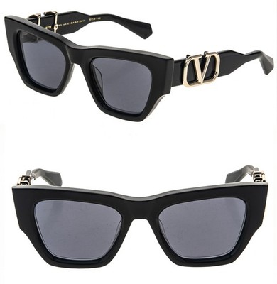 VALENTINO V-SETTE VLS166 Black VLS 166A Gold Logo Sunglasses Authentic