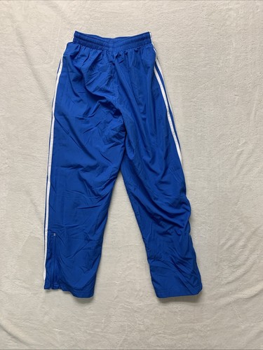 Adidas Pants youth Boys Large Blue White Stripes Windbreaker Track Zip Ankle Y2K - Picture 9 of 11