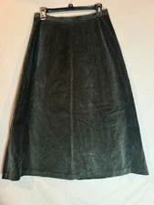 J PETERMAN Hunter GreenCotton Fine Corduroy Maxi Skirt 10 Vintage 90s A Line