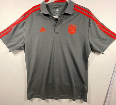 Adidas FC Bayern Munich Climalite Soccer Polo Shirt Grey Red Size XL