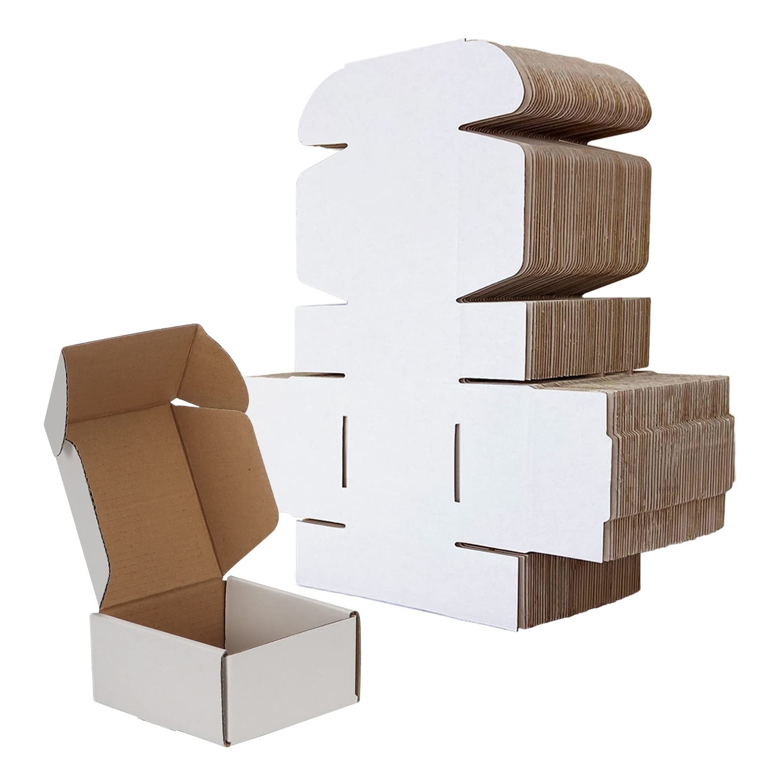 RLAVBL 4x4x2 Shipping Boxes Set of 100, White Small Corrugated 4x4x2,