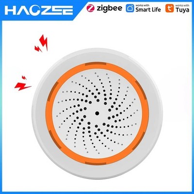 Haozee Tuya ZigBee Smart Siren Alarm 90dB Light Home Security Siren