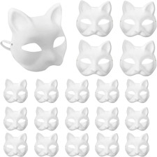 Therian Masks White Paper Cat Masks to Painted Animal Cosplay Facemask Masquerad