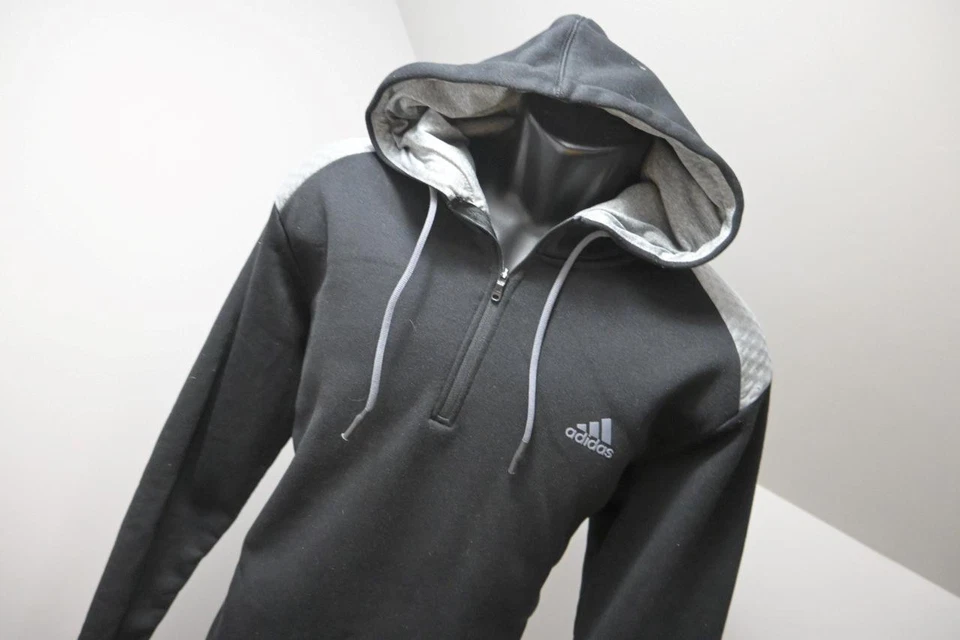 Adidas Fleece Golf Hoodie 1/4 Zip Sweater Performance Black Mens Size Large - Image 4 of 4