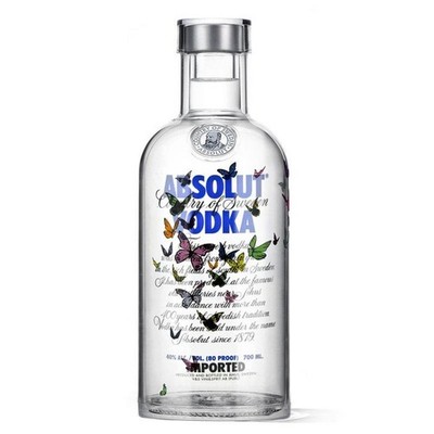 Absolut Vodka Second Skin Summer Acryl Cover m. Schmetterlingen f. 700ml Flasche