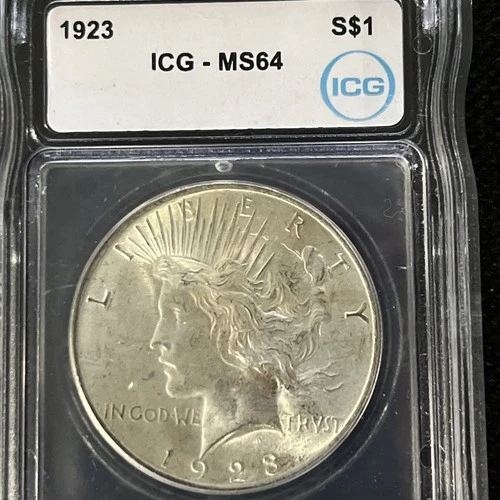 1923 Peace Dollar  ICG MS64 $1 Silver dollar