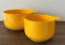 Ingrid Ltd Vintage Set/2 Bright Yellow Mixing Bowls Lug Handle 11" & 9"