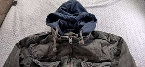 Arizona Large Green Utility Military-Style Quilt Lined Jacket Blue Hoodie - Picture 4 of 21