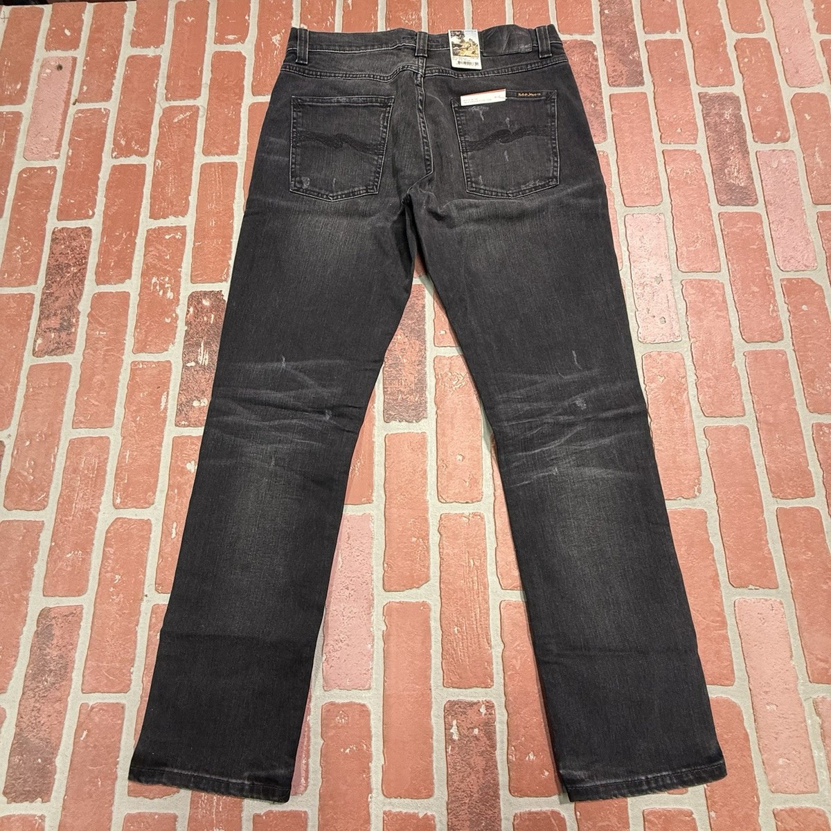 NWT NUDIE JEANS LEAN DEAN STITCH & PAINT 1009886 BLACK 32X30