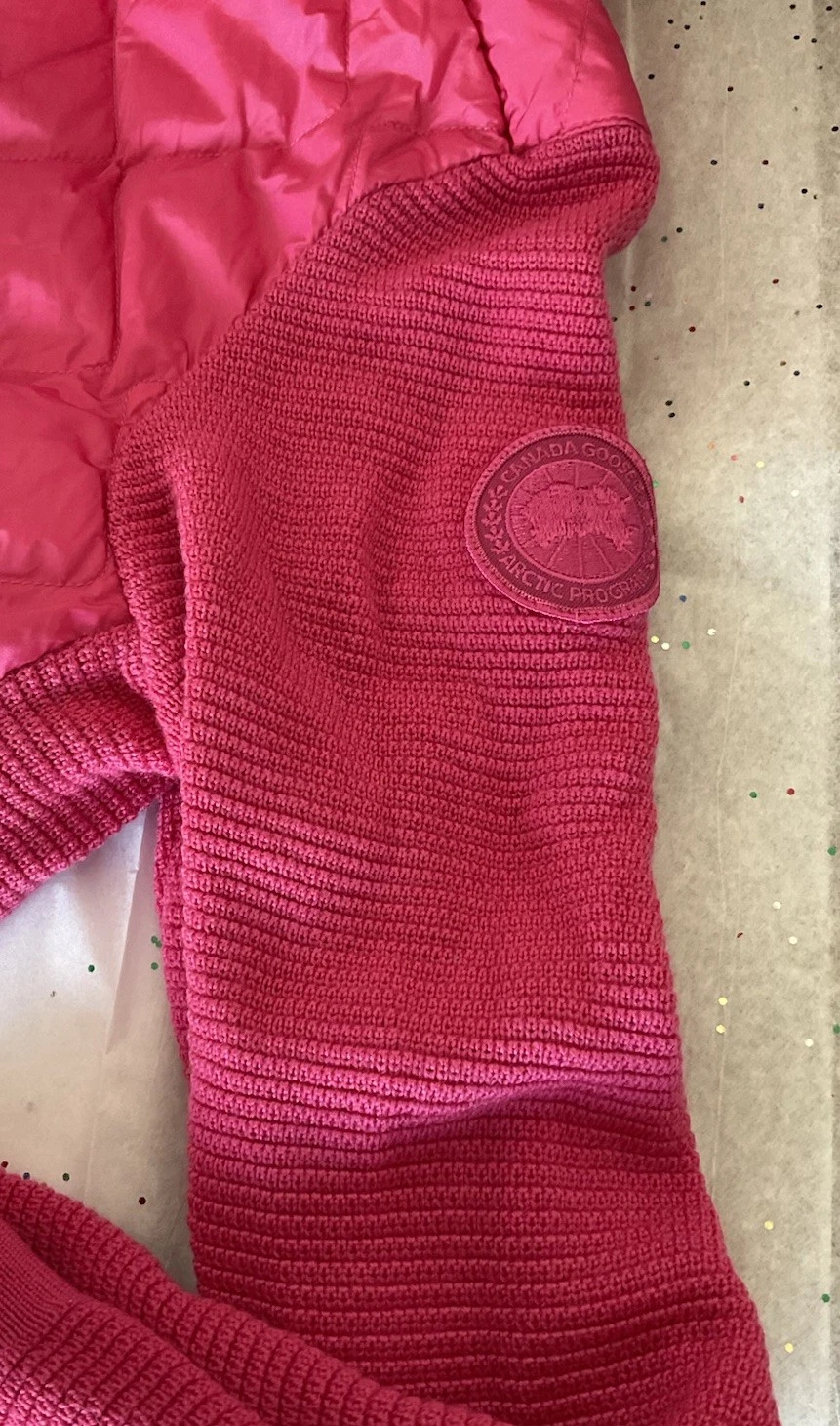 Felpa con cappuccio Canada Goose Hybridge trapuntata in maglia bella rosa