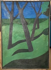 *RARE* Peter Chinni (1928-2019) Painting Forest Trees 40.5" x 29" Abstract