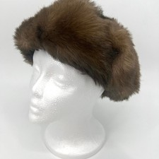 Vintage 60s Womens Faux Mink Fur Pillbox Hat Lined Fascinator