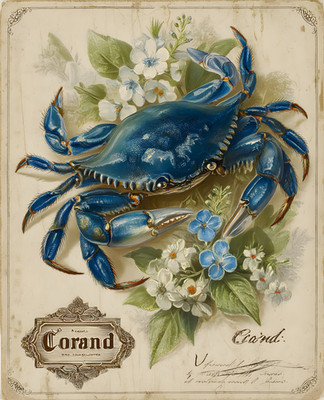 8x10 Blue Crab Blossom Wildlife Art Print - 643718316