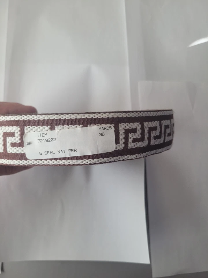 Llave griega de 36 yardas de 1,5 pulgadas de ancho marrón/blanco. Foto 4 de 4