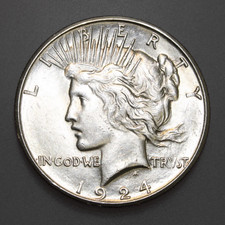 1924-S Peace Silver Dollar, About Uncirculated AU