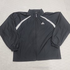 Vintage Adidas Windbreaker Jacket Black White 2001 Mesh Lined Mens Medium Y2K