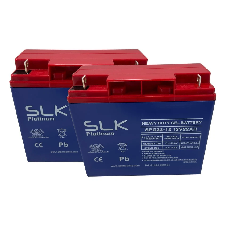 SLK POWER 2 X 12v 22Ah I-Go Vertex Sport replacement mobility scooter GEL batteries