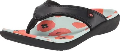 Women's Spenco Yumi Blume Flip-Flop Sandal Thong - Black Orange - Size 9M