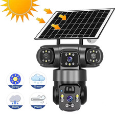 3 Lens Solar Battery Home Security Camera System Outdoor Wifi Wireless PTZ CCTV