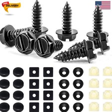 8 Sets Stainless Steel License Plate Screws Kit, Rust-Proof Anti-Rattle Li...