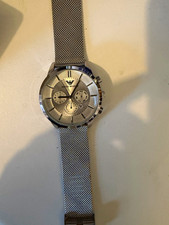 Emporio Armani AR-1896 Silver Dial Chronograph Date Quartz Mesh Watch 43mm