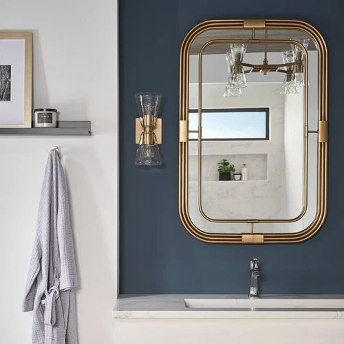 Zerbot Aged Brass 28 1/4" x 42 1/4" Rectangular Wall Mirror - Picture 5 of 6