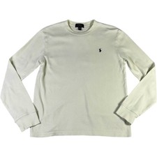 Polo Ralph Lauren Cream Waffle Knit Shirt Boy's XL Cotton Thermal Clean Boy