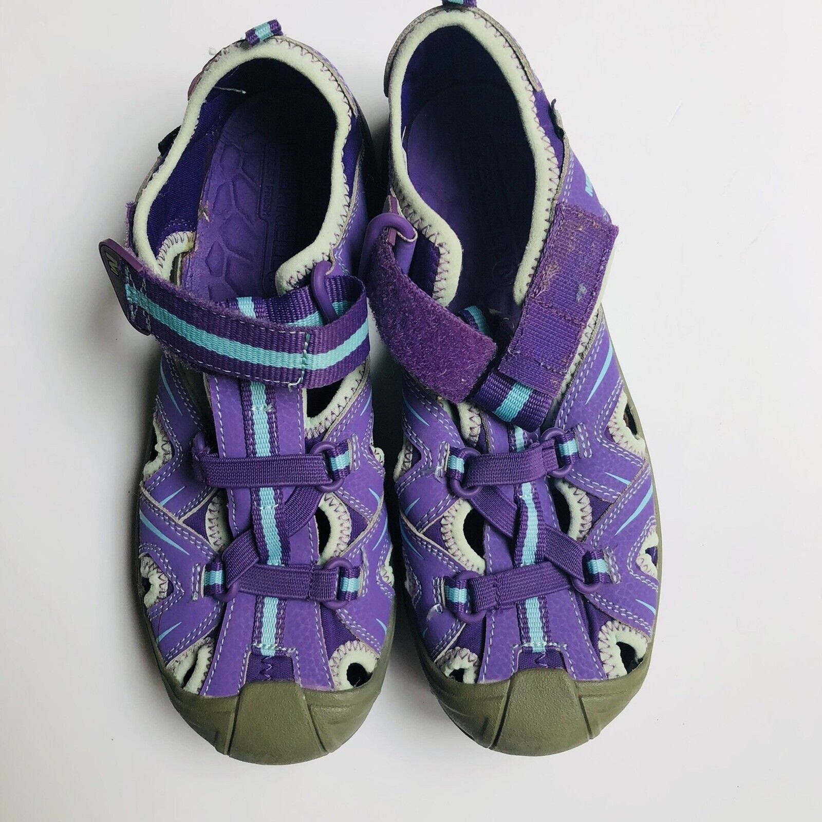 Merrell A select Hidro sandali freschi giovani taglia 4M viola blu grigio verde acqua armadio