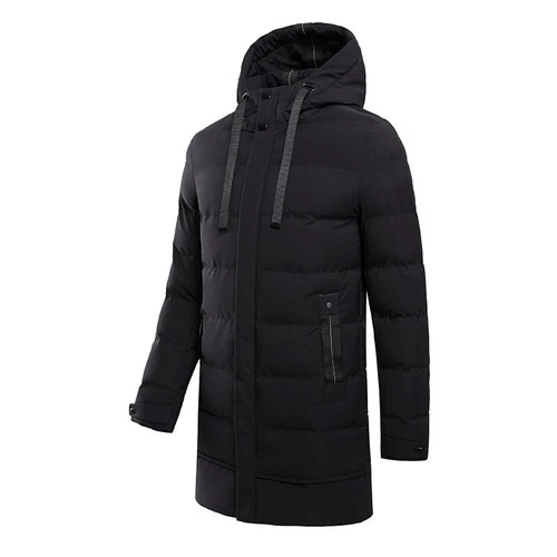 Mens Hooded Padded Long Cotton Coat Winter Longline Jacket Overcoats - Bild 12 von 26