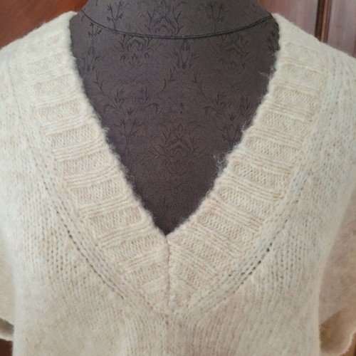 Madewell Womens V-Neck Beige Alpaca Wool Blend Poncho Sweater Pullover Large - Bild 3 von 8