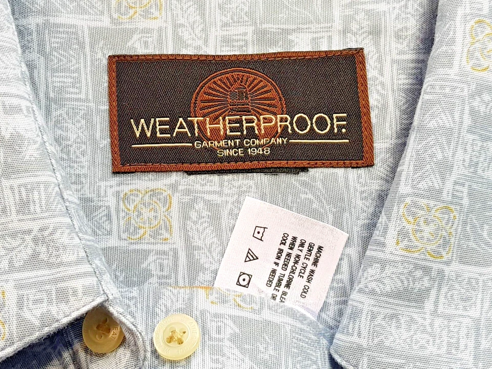 WEATHERPROOF Mens Heavy Cotton Blue S/S HAWAIIAN SHIRT - XL - Chest 52” -RRP £55 - Image 3 of 4