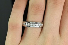  2300 Men's SD 14K White Gold 0.48ct Round Diamond Channel Set Wedding Band Ring