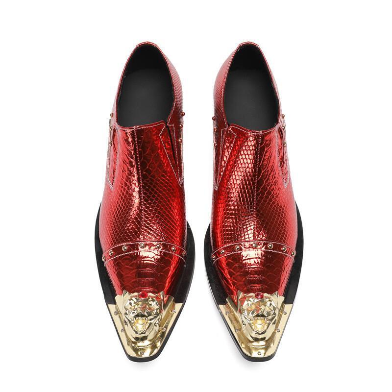 SAOLA Scarpe eleganti da sposa Oxford uomo vera pelle punta metallo slip on rivetti