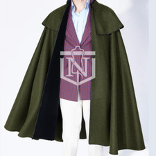 Newly Men's Green Handmade 1901 Custom Inverness Cape With Short Cape Quick Ship