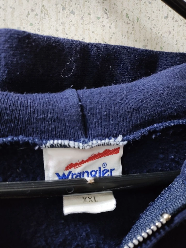 Sudadera con Capucha Wrangler Vintage Unisex XXL Cremallera Sólida Azul Marino Hecha en EE. UU. Limpia Foto 2 de 4