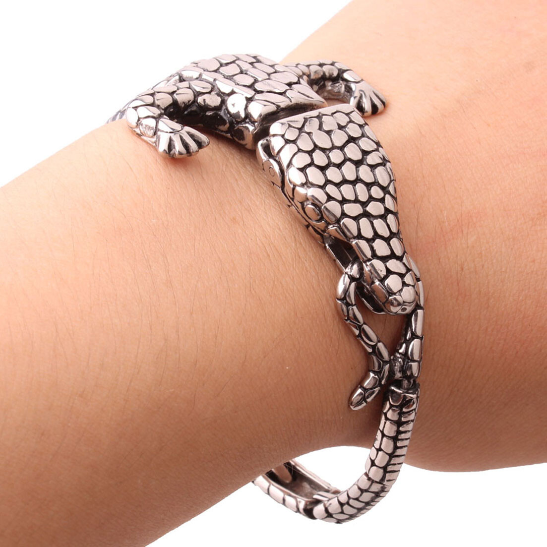 Punk Men Gift 316L Stainless Steel Silver Gold Black Crocodile