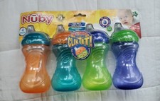 4 Pack Nuby No Spill Easy Grip Sippy Cup 10 Oz Blue/Green/orange/teal New