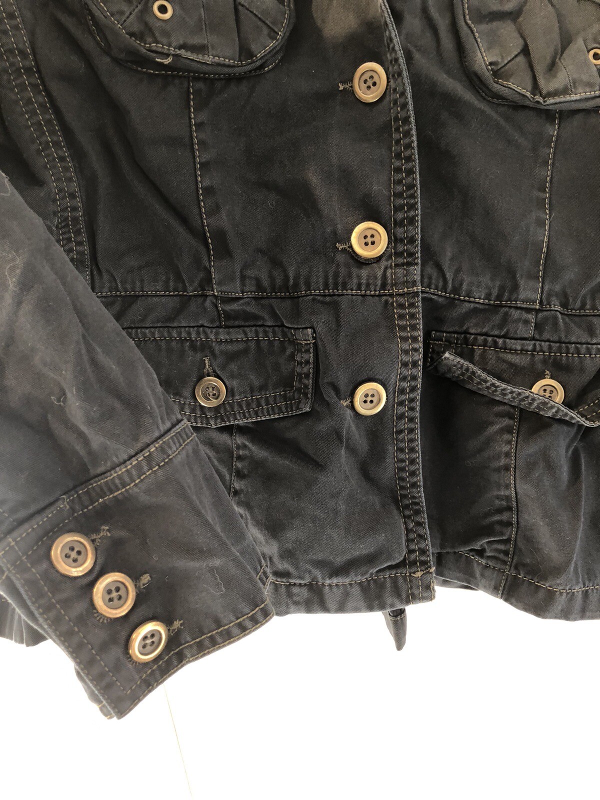 Ladies Black Cotton Denim jacket Size 16 eBay