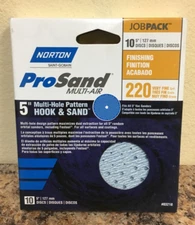 Norton 03218 ProSand 5" Hook & Loop A975 Sanding Disc 220 Grit Very Fine 10 Pk