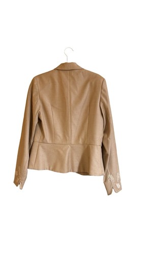 Rebecca Taylor Tan Tie Front Wool Blend Blazer Size 10 - Picture 7 of 10