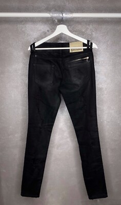 NWT John Galliano Vintage Y2K Waxed Denim Skinny Jeans Black Size